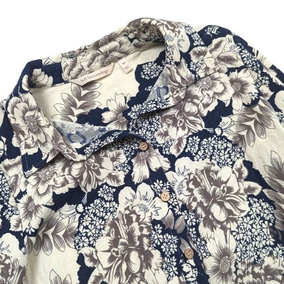 Soft Surroundings Top Women's Size PM Floral St. Remy Button Down Tunic - Picture 2 of 10